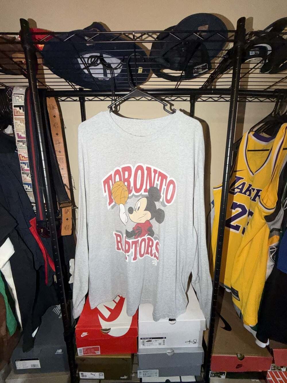 Disney x Junk Food Toronto Raptors Long Sleeve T-Shirt Size XL Gray